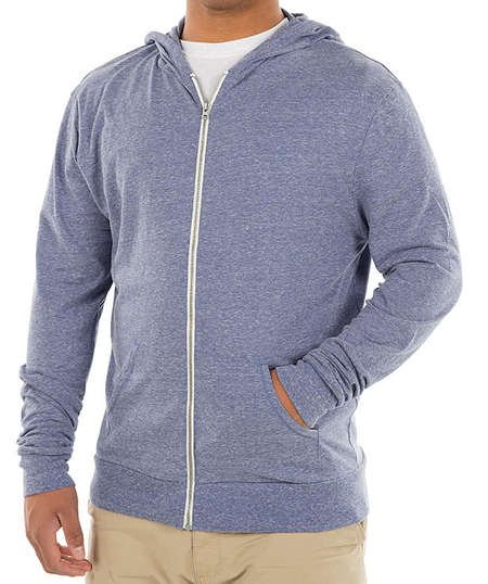 Threadfast Tri-Blend Full Zip T-shirt Hoodie