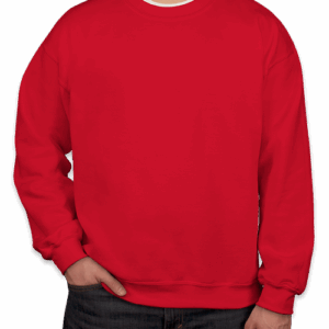 Custom Gildan Midweight 50/50 Crewneck Sweatshirt in Red — undecorated garment