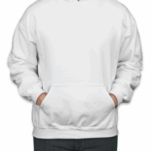 Custom Gildan Midweight 50/50 Pullover Hoodie in White — undecorated garment