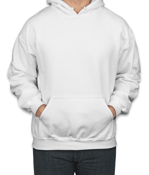 Custom Gildan Midweight 50/50 Pullover Hoodie in White — undecorated garment