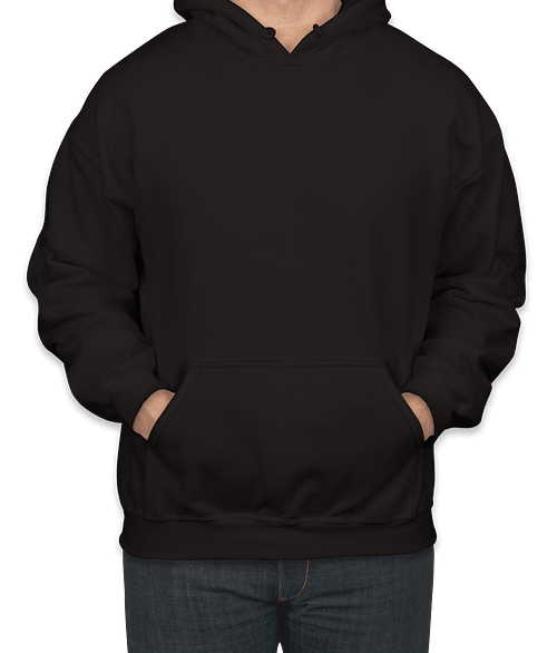 Custom Gildan Midweight 50/50 Pullover Hoodie in Black — undecorated garment