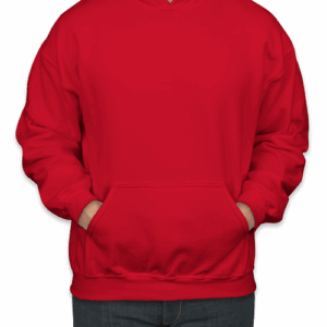 Custom Gildan Midweight 50/50 Pullover Hoodie in Red — undecorated garment