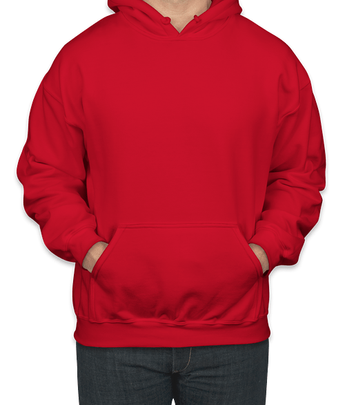 Custom Gildan Midweight 50/50 Pullover Hoodie in Red — undecorated garment