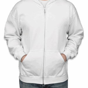 Custom Gildan Midweight 50/50 Zip Hoodie in White — undecorated garment