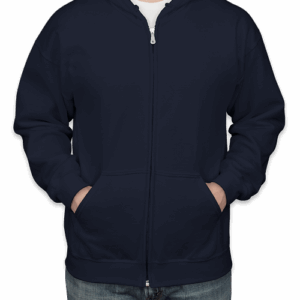 Custom Gildan Midweight 50/50 Zip Hoodie in Navy — undecorated garment