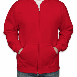 Custom Gildan Midweight 50/50 Zip Hoodie in Red — undecorated garment