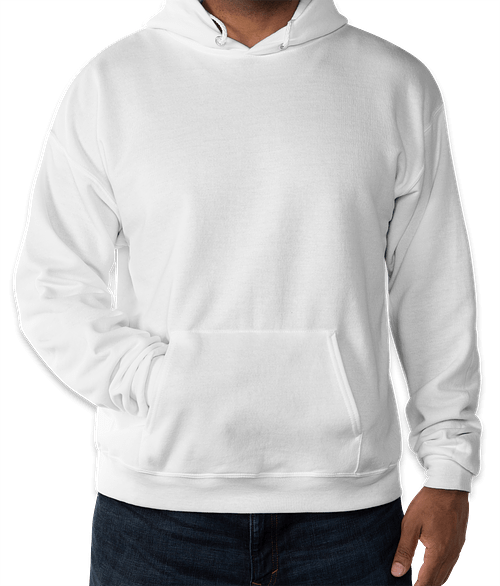 Custom Hanes EcoSmart 50/50 Pullover Hoodie in White — undecorated garment