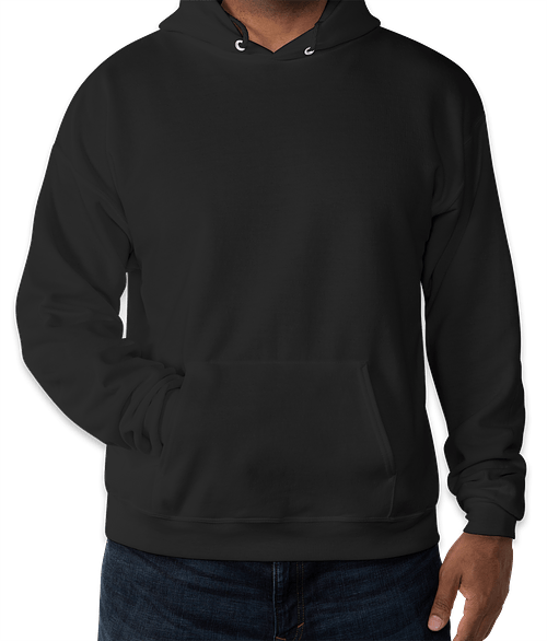 Custom Hanes EcoSmart 50/50 Pullover Hoodie in Black — undecorated garment