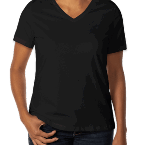 Custom Bella + Canvas Women’s Jersey V-Neck T-shirt in Black — undecorated garment