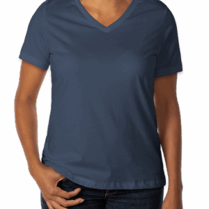 Custom Bella + Canvas Women’s Jersey V-Neck T-shirt in Navy — undecorated garment