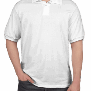 Custom Hanes EcoSmart 50/50 Jersey Polo – Printed in White — undecorated garment