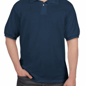 Custom Hanes EcoSmart 50/50 Jersey Polo – Printed in Navy — undecorated garment