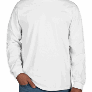 Custom Gildan Ultra Cotton Long Sleeve T-shirt in White — undecorated garment