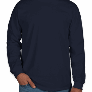 Custom Gildan Ultra Cotton Long Sleeve T-shirt in Navy — undecorated garment