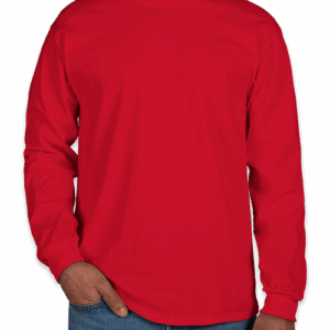 Custom Gildan Ultra Cotton Long Sleeve T-shirt in Red — undecorated garment
