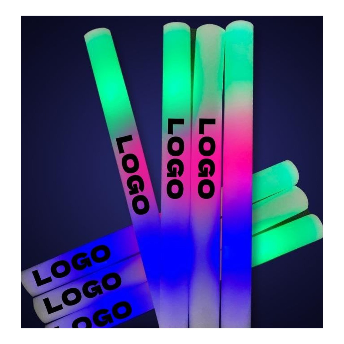 Custom 360° Full-Color Printed LED Foam Sticks illustrative product photo