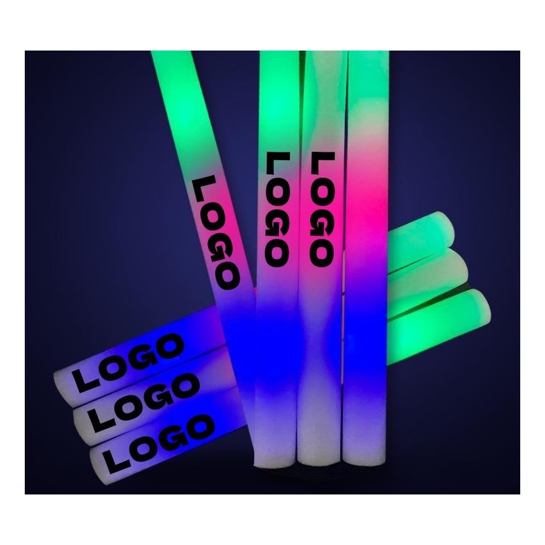 Custom 360° Full-Color Printed LED Foam Sticks illustrative product photo