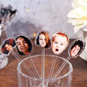 Custom printed acrylic drink stirrers - illustrative design reference