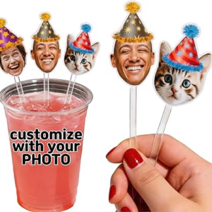Custom printed acrylic drink stirrers - illustrative design reference