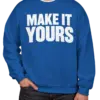 Custom Gildan Midweight 50/50 Crewneck Sweatshirt - Royal custom print example; your uploaded design replaces the example artwork