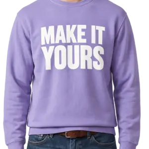 Custom Comfort Colors Crewneck Sweatshirt - Violet custom print example; your uploaded design replaces the example artwork