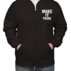 Custom Gildan Midweight 50/50 Zip Hoodie - Black custom print example; your uploaded design replaces the example artwork