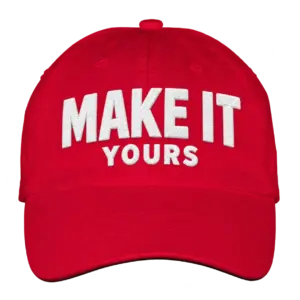 Custom Valucap Bio-Washed Hat - Embroidered - Red custom print example; your uploaded design replaces the example artwork