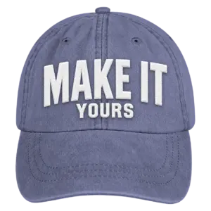 Custom Adams Pigment Dyed Hat - Embroidered - Royal custom print example; your uploaded design replaces the example artwork