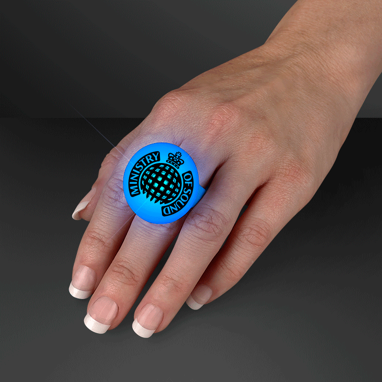 Custom Blue LED Flashing Rings - product example