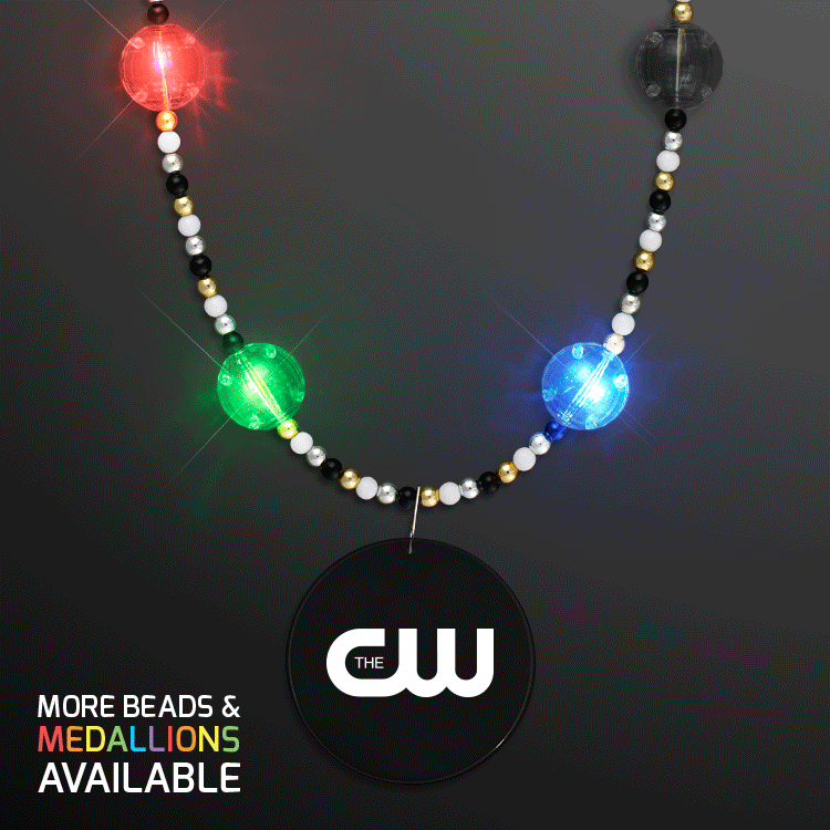 Custom Multicolor LED Bead Necklaces with Medallion - product example