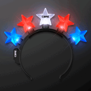 Custom Red White Blue LED Star Headbands - product example