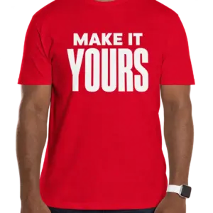 Custom Gildan Softstyle Jersey T-shirt - Red custom print example; your uploaded design replaces the example artwork
