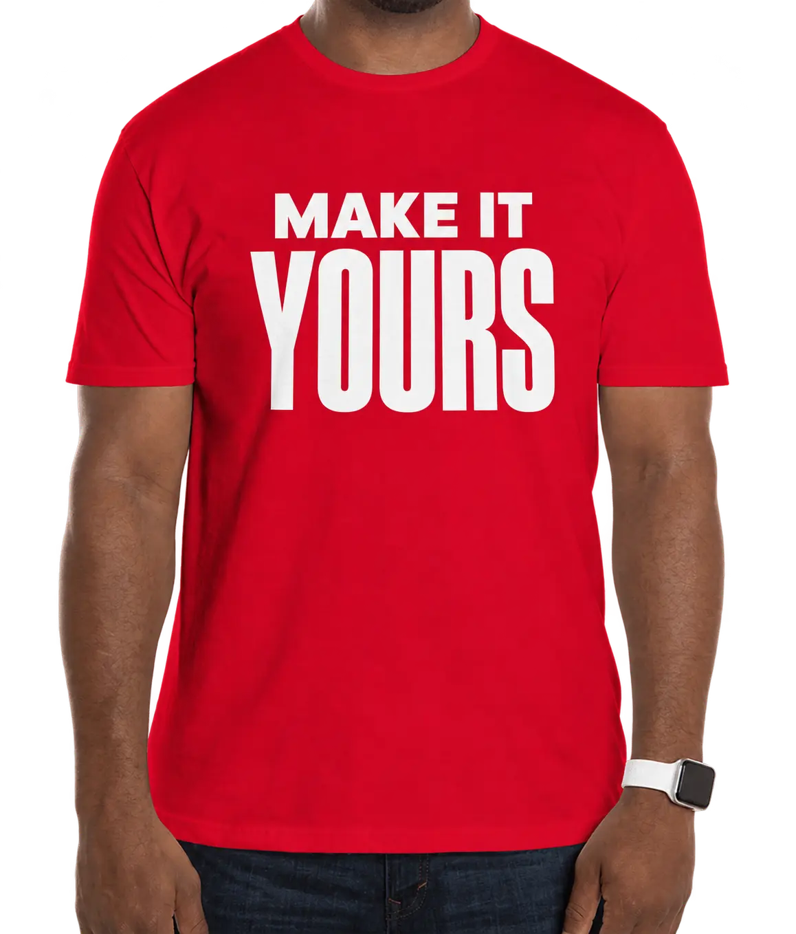 Custom Gildan Softstyle Jersey T-shirt - Red custom print example; your uploaded design replaces the example artwork