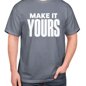 Custom Comfort Colors 100% Cotton T-shirt - Blue Jean custom print example; your uploaded design replaces the example artwork
