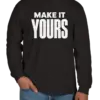 Custom Gildan Ultra Cotton Long Sleeve T-shirt - Black custom print example; your uploaded design replaces the example artwork