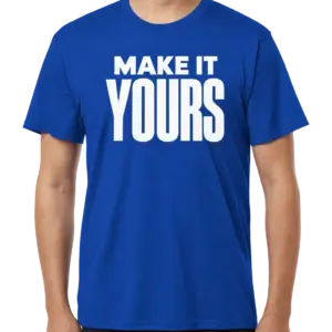Custom AllPro Interlock UPF 50 Performance Shirt - Royal custom print example; your uploaded design replaces the example artwork
