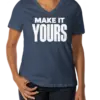 Custom Bella + Canvas Women’s Jersey V-Neck T-shirt - Navy custom print example; your uploaded design replaces the example artwork