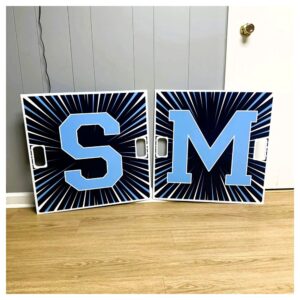 Photographed corrugated cheer sign in use