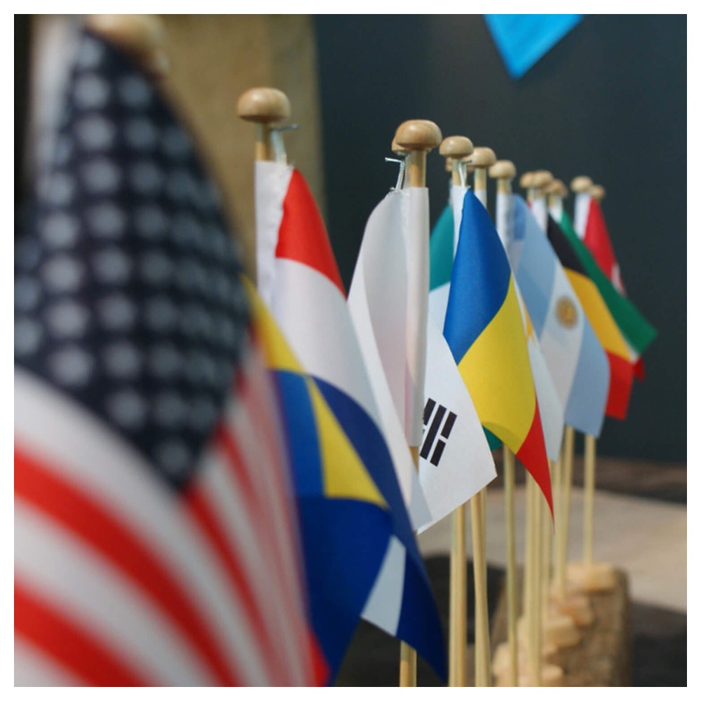 Photographed small handheld flags
