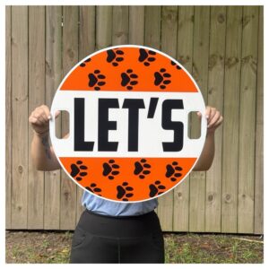 Photographed corrugated cheer sign in use