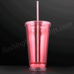 Custom Multicolor LED Fan Straw Tumbler - 18 oz