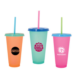 Custom Color-Changing Fan Straw Tumbler - 24 oz