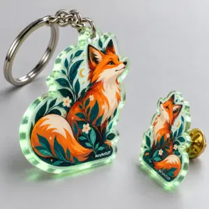2" Glow-in-the-Dark Acrylic Pins & Keychains — CustomGoods detail illustration
