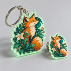 3" Glow-in-the-Dark Acrylic Pins & Keychains — custom design example